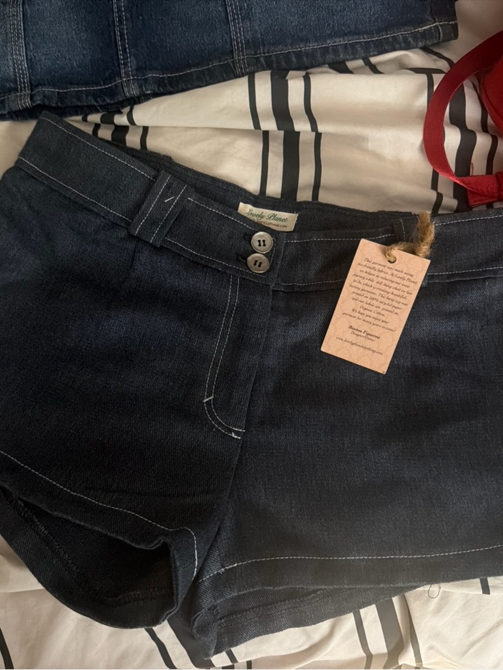 Women’s Dark Indigo Denim Jean Shorts - Double Button Waist